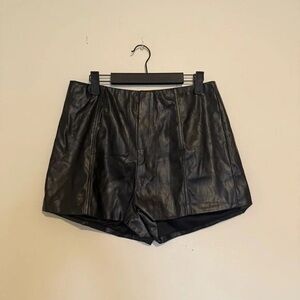 Black Leather Women Shorts